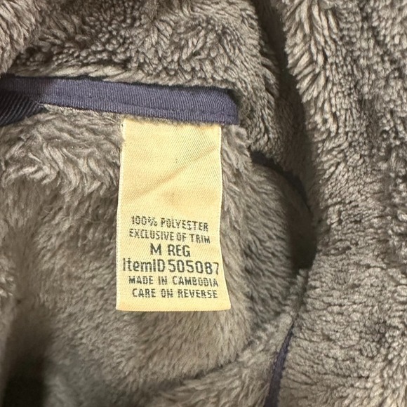 LL Bean Medium Gray Blue Sherpa Popover 1/2 Button Outerwear Fleece Fuzzy - Picture 12 of 13
